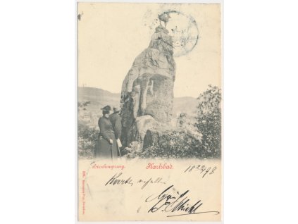 25 - Karlovy Vary, (Karlsbad), Jelení skok, oživená partie, cca 1898