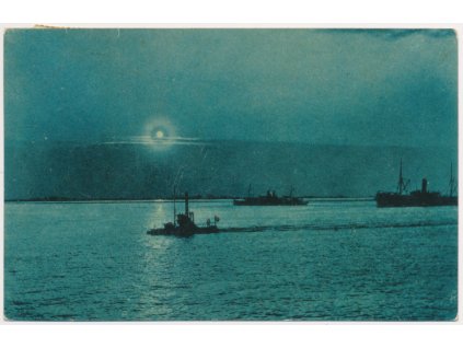 K.U.K. Kriegsmarine, oficiální poštovně použitý pohled zkušebního ponoru ponorky třídy LAKE, 1909