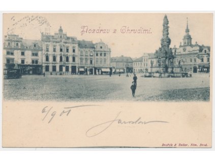 10 - Chrudim, oživená partie z náměstí, náklad Dvořák, cca 1901