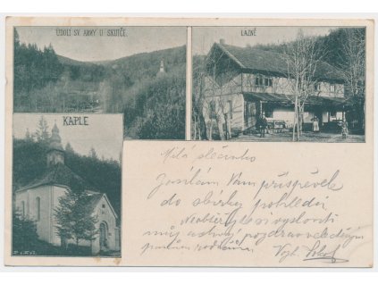 10 - Chrudimsko, Skuteč, 3 - záběr, Údolí sv. Anny, Lázně, Kaple, cca 1899