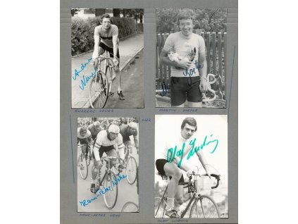 Cyklistika - zahraničí, sběrat. list, podpisy mistrů, mj. M. Goetze a O. Ludwig