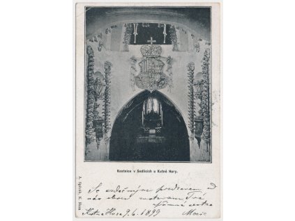 31 - Kutná Hora, Sedlec, interiér kostnice, cca 1899