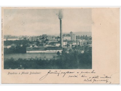 36 - Mladá Boleslav, celkový pohled - továrna, , cca 1899
