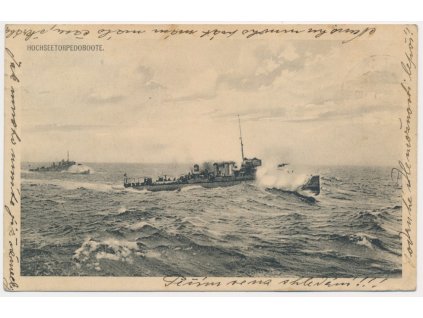 S.M.S. Huszar, oficiální, poštovně použitý pohled depotní lodě, 1914