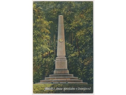 70 - Orlickoústecko, Brandýs nad Orlicí, Pomník J. A. Komenského, cca 1909