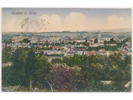 57 - Rychnovsko, Kostelec nad Orlicí, celkový pohled na město, cca 1913