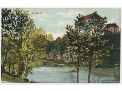 54 - Příbramsko, Dobříš, partie u rybníku pod zámkem, cca 1910