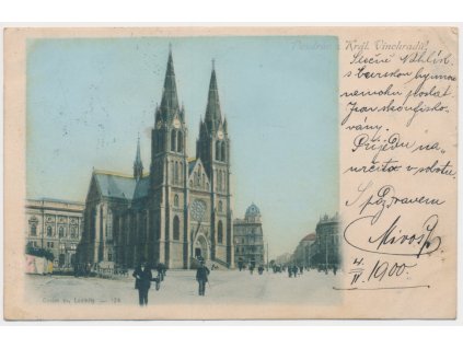 49 - Praha, oživená partie před Chrámem sv. Ludmily, cca 1900