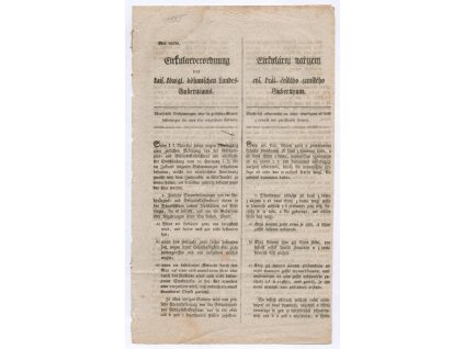 Daňový cirkulář ohledně domů, postupy, popisy, datace 1835