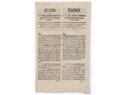 Nařízení dvorní komise o daních, cirkulář týkající se platby daní