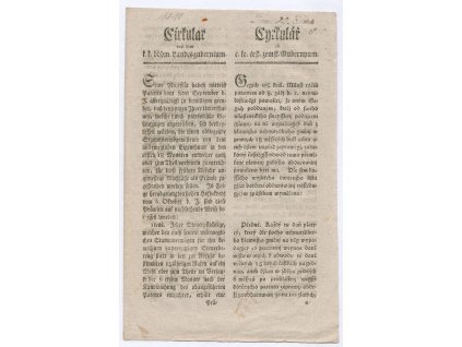 Nařízení gubernia o platbě daní, cirkulář týkající se platby daní