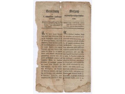 Cirkulář o prodeji a pronájmu statků a nemovitosti z roku 1789