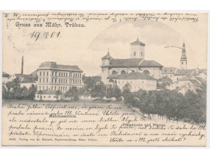 70 - Orlickoústecko, Česká Třebová, Mädchenschule, Pfarrkirche und Pfarrai, cca 1901