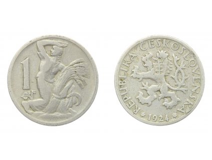 ČSR, mince 1 Koruna, 1924, stav 1/1...autentické foto