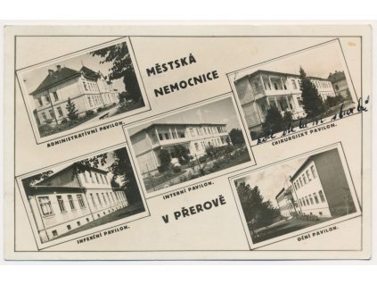 53 - Přerov, 5 - ti okénková koláž městské nemocnice, cca 1940