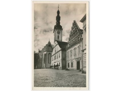 64 - Tábor, partie z náměstí, hotel, restaurace, kavárna, cca 1950