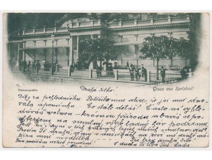 25 - Karlovy Vary, Felsenquelle, oživená partie u Skalního pramene, cca 1899