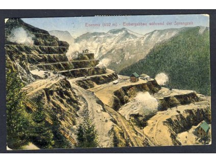 Austria, Styria, Eisenerz, Ore mining during the blasting period, cca 1918
