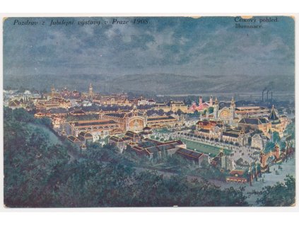 49 - Praha, Pozdrav z Jubilejní výstavy v Praze 1908, celkový pohled