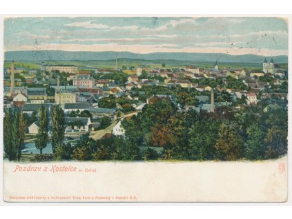 57 - Rychnovsko, Kostelec nad Orlicí, celkový pohled na město, cca 1903
