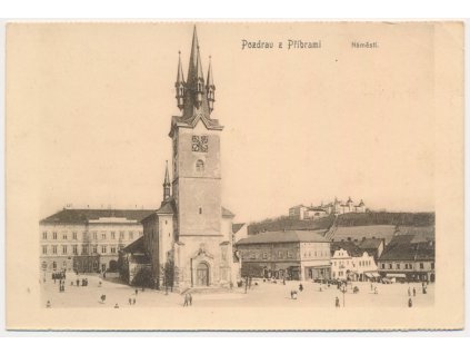 54 - Příbram, oživené náměstí, cca 1925