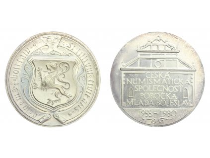 ČSSR, AE medaile ČNS - Mladá Boleslav, 1980, průměr 50 mm, váha 62,7 gr, stav 1/1