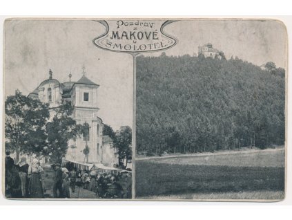54 - Příbramsko, 2 - záběr poutního kostela na Makové hoře, cca 1919