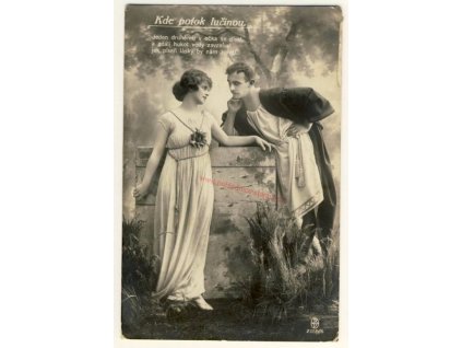 Pohlednice "Kde potok lučinou", cca 1920