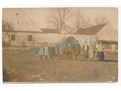 60 - Strakonicko, Sousedovice, oživená partie na návsi, cca 1910
