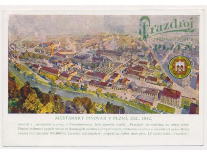 Prazdroj, reklamní pohlednice plzeňského Prazdroje, ojedinělý výskyt