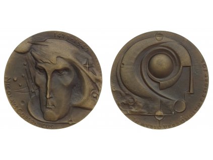 ČSSR, AE medaile Mikuláš Koperník, medailér Knobloch, průměr 75 mm, stav 1/1