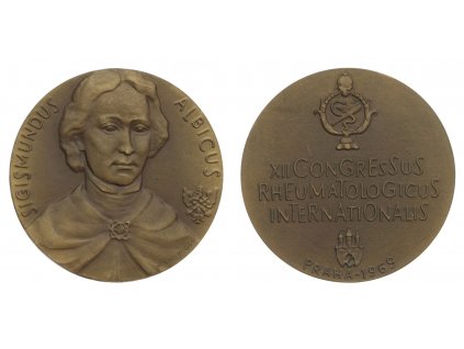 ČSSR, AE medaile XII. Kongresu revmatologie v Praze, medailér Knobloch, 1969, průměr 60 mm, stav 1/1
