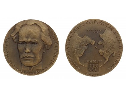 ČSSR, AE medaile Aleš Hrdlička, 1969, Humpolec, průměr 60 mm, stav 1/1