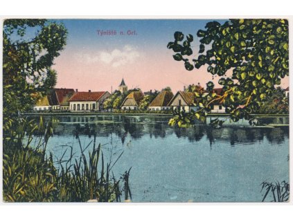 57 - Rychnovsko, Týniště nad Orlicí, pohled na nábřeží, cca 1918