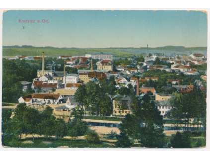 57 - Rychnovsko, Kostelec nad Orlicí, celkový pohled, cca 1916