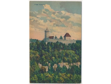 35 - Mělnicko, Kokořín, pohled na hrad, cca 1920