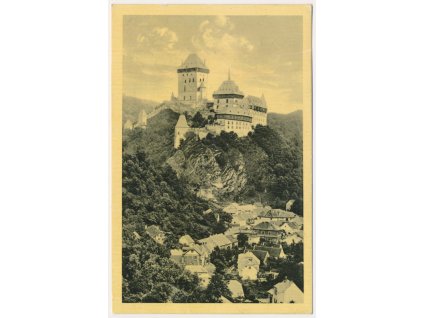02 - Berounsko, hrad Karlštejn a domy v podhradí, cca 1930