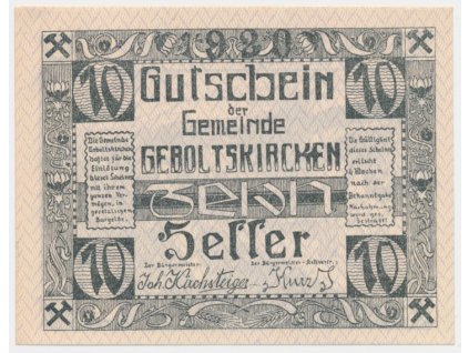 Rakousko, nouzová bankovka 10 h, 1921, krásný stav UNC