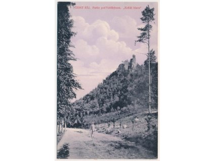 58 - Semilsko, Český ráj, oživená partie pod hradem Valdštýn, cca 1916