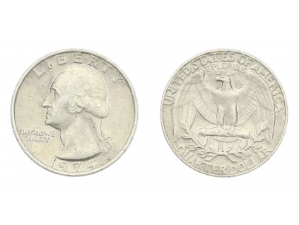 USA, mince Quarter Dollar, 1974, stav 1/1...viz autentické foto