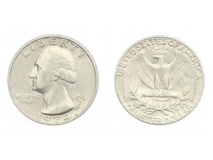 USA, mince Quarter Dollar, 1974, D, stav 1/1...viz autentické foto