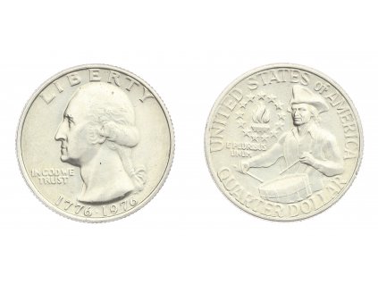 USA, pamětní mince Quarter Dollar, 1976, 200th Anniversary - Independence of USA, stav 1/1...viz autentické foto