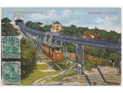 Německo, Dresden, Loschwitz, Die erste Bergschwebebahn der Welt, cca 1914