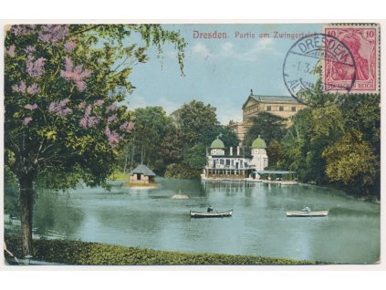 Německo, Dresden, Partie am Zwingerteich, cca 1914