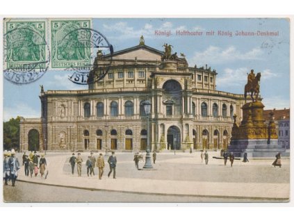 Německo, Dresden, Königl. Hoftheater mit König Johann-Denkmal, cca 1914