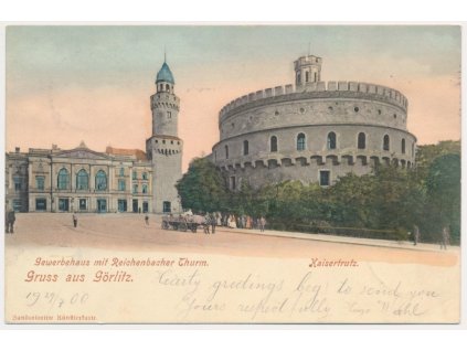 Německo, Görlitz (Zhořelec), Gewerbehaus mit Reichenbacher Thurm, Kaisertrutz, cca 1900