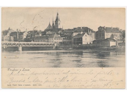 34 - Louny, pohled na město od řeky, Nakl. T. Venta, cca 1902