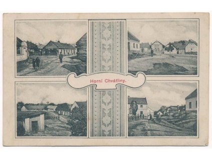 29 - Kolínsko, Horní Chvatliny, 4 záběrová koláž, hostinec, obchod, cca 1940