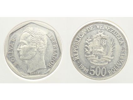 Venezuela, mince 500 Bolívares, 1998, stav 1/1...viz autentické foto