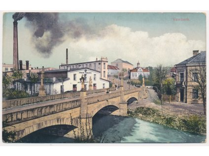 57 - Rychnovsko, Vamberk, Strojová tkalcovna, Textilní továrna a okolí, cca 1920